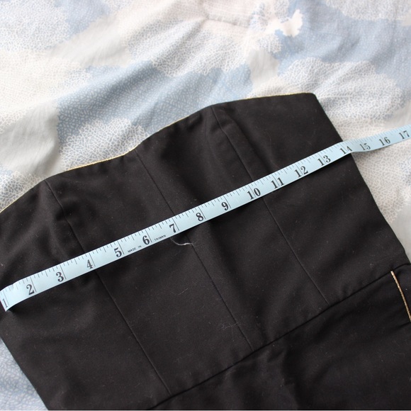 LAST CHANCE Yves Saint Laurent Black Strapless Dress w Metallic Gold Trim - Picture 8 of 10